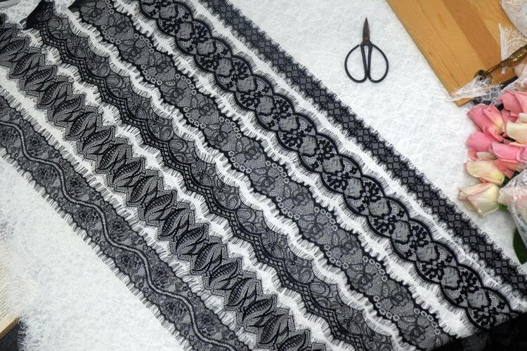 fashion polyester floral embroidery african lace fabric eyelash lace trim fabric for clothing diy