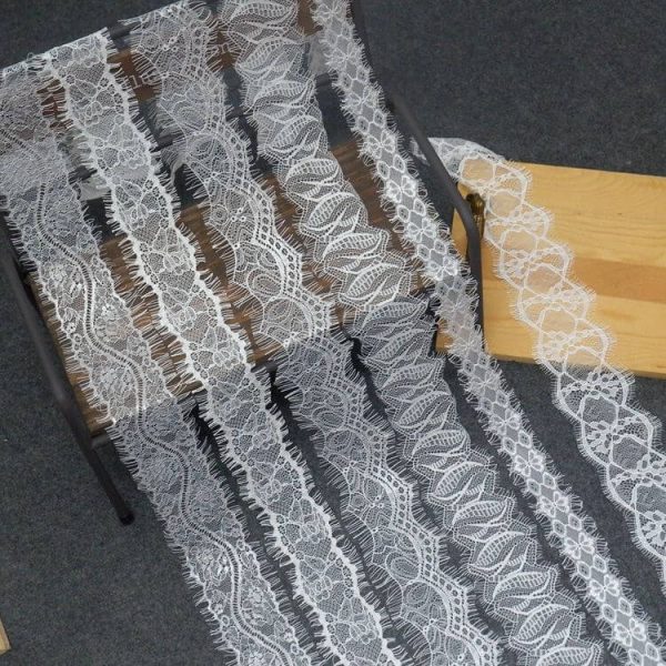 fashion polyester floral embroidery african lace fabric eyelash lace trim fabric for clothing diy