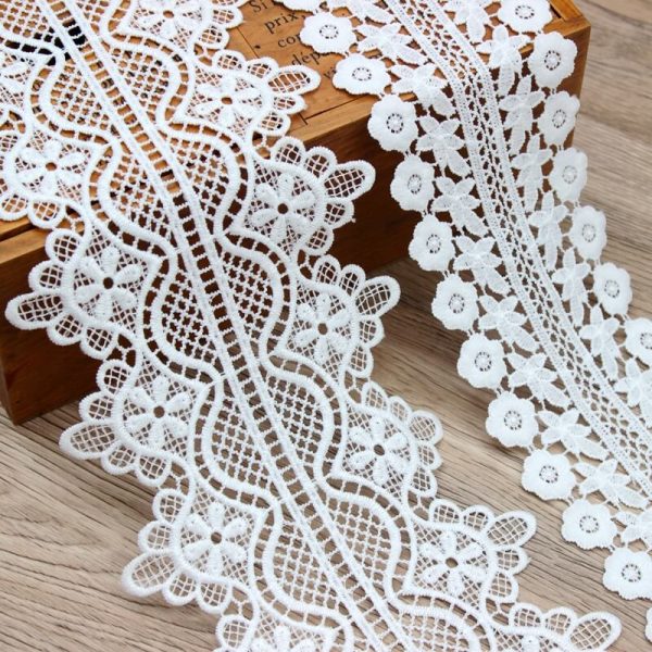 flower lace trim ivory white for ribbon scrapbooking curtain table cloth sewing accessories