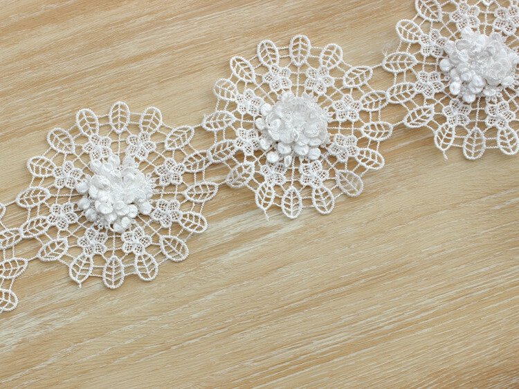 3d flower lace trim ribbon embroidery edge fabric lace sewing craft for diy wedding applique bridal decoration
