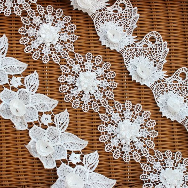 3d flower lace trim ribbon embroidery edge fabric lace sewing craft for diy wedding applique bridal decoration