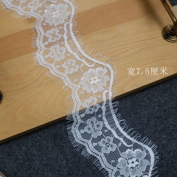 color flower embroidered lace fabric eyelashes trim diy sewing handmade garment lingerie materials