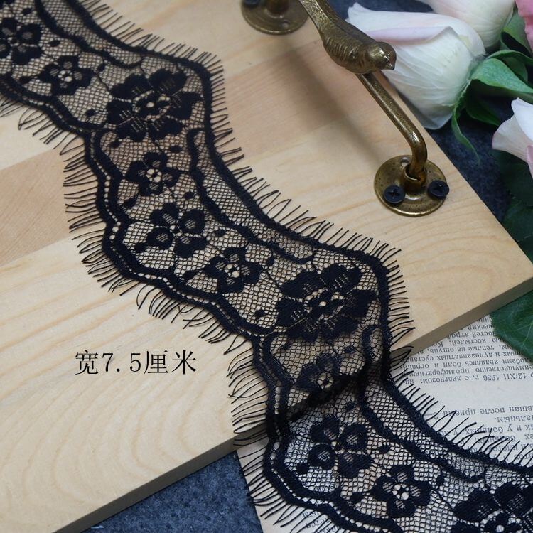 color flower embroidered lace fabric eyelashes trim diy sewing handmade garment lingerie materials