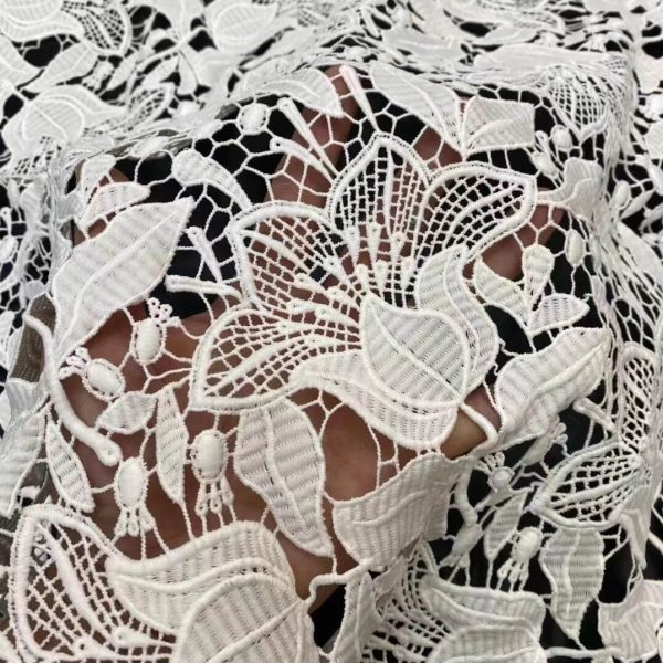 factory direct new laser embroidery flower hollow out milk silk cotton embroidery lace fabric women's home clothing fabric