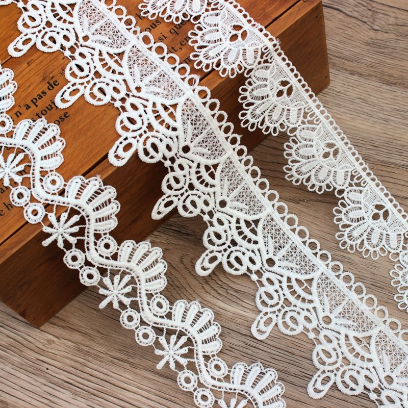 exquisite white polyester light lace trim embroidery ribbon flowers lace collar trim dress curtains hat sewing supplies