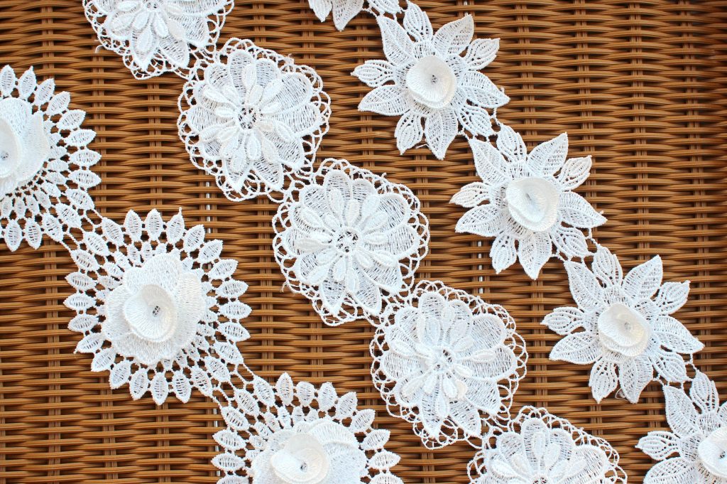 3d flower lace trim ribbon embroidery edge fabric lace sewing craft for diy wedding applique bridal decoration